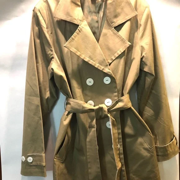 COPY - VINTAGE Linea by Louis Dell'Olio Trench Coat Women's L Tan Beige Brown - Picture 7 of 15